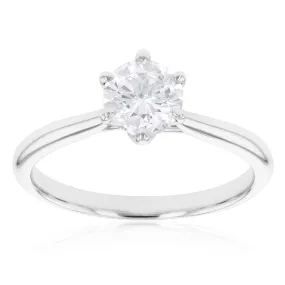 18ct White Gold Solitaire Ring with 1.00 Carat GI SI Certified Diamond