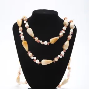 67" Endless Necklace Freshwater Pearl with Shells PN223