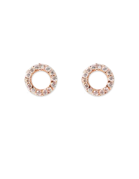 Bianc Circle Earrings w/ Cubic Zirconia - Rose Gold