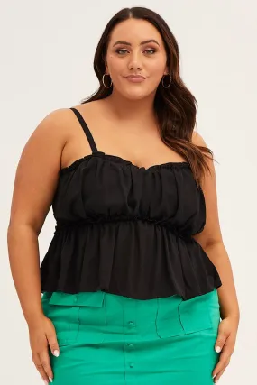 Black Black Gathered Bust Singlet Top