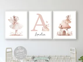 Blush Pink Fairy Nursery Prints - 001 - Personalised