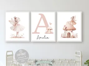 Blush Pink Fairy Nursery Prints - 002 - Personalised