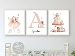 Blush Pink Fairy Nursery Prints - 003 - Personalised