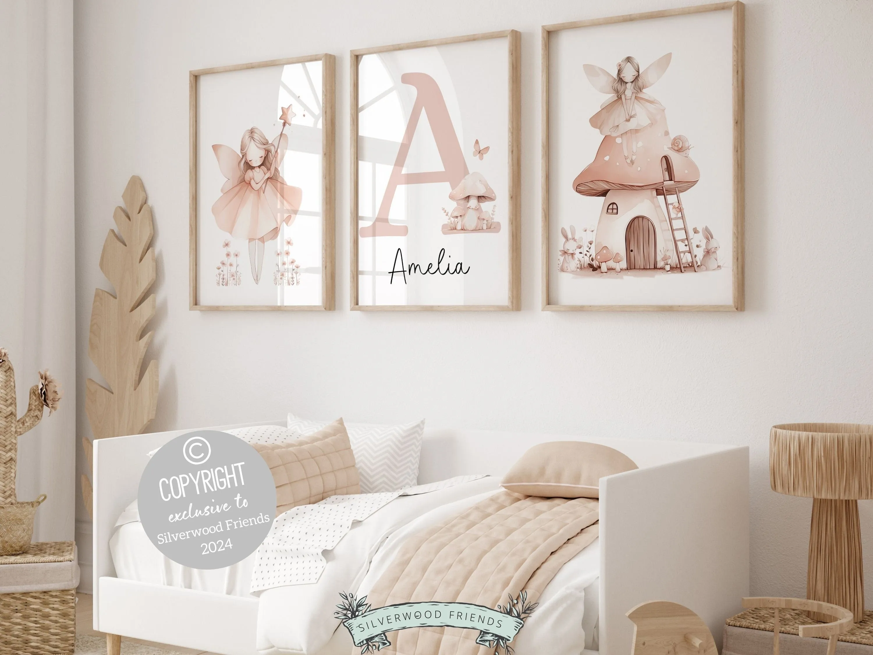 Blush Pink Fairy Nursery Prints - 004 - Personalised