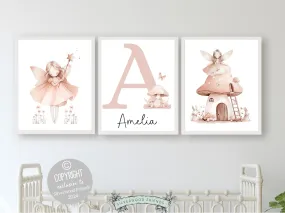 Blush Pink Fairy Nursery Prints - 004 - Personalised