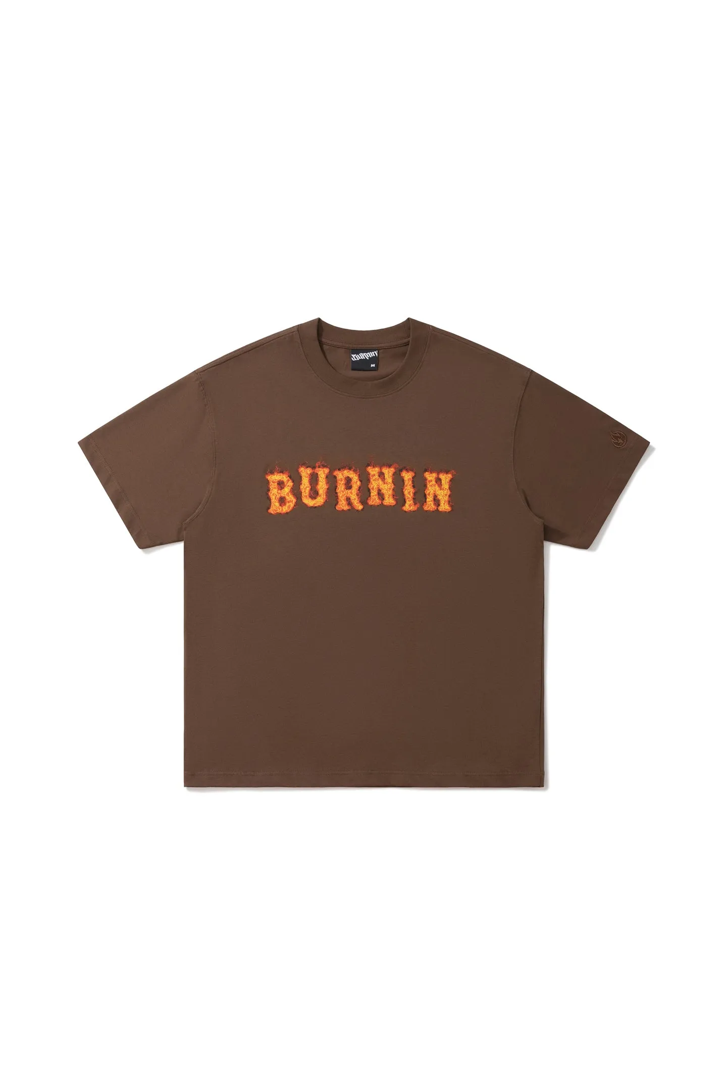 BURNIN*Spark Flame Lava Letter Print Short Sleeve T-shirt