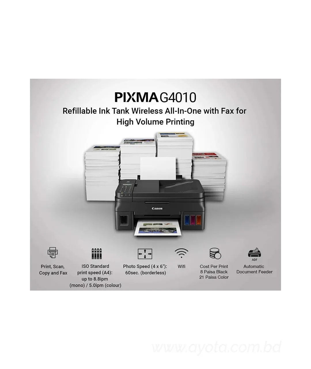 Canon Pixma G4010 All in One Wireless Ink Tank Printer