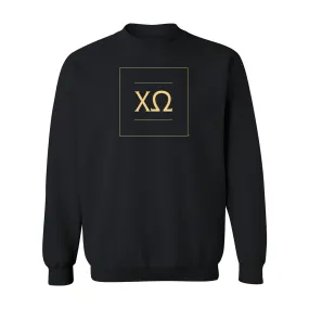 Chi Omega Greek Letter Block Crewneck Sweatshirt - Black