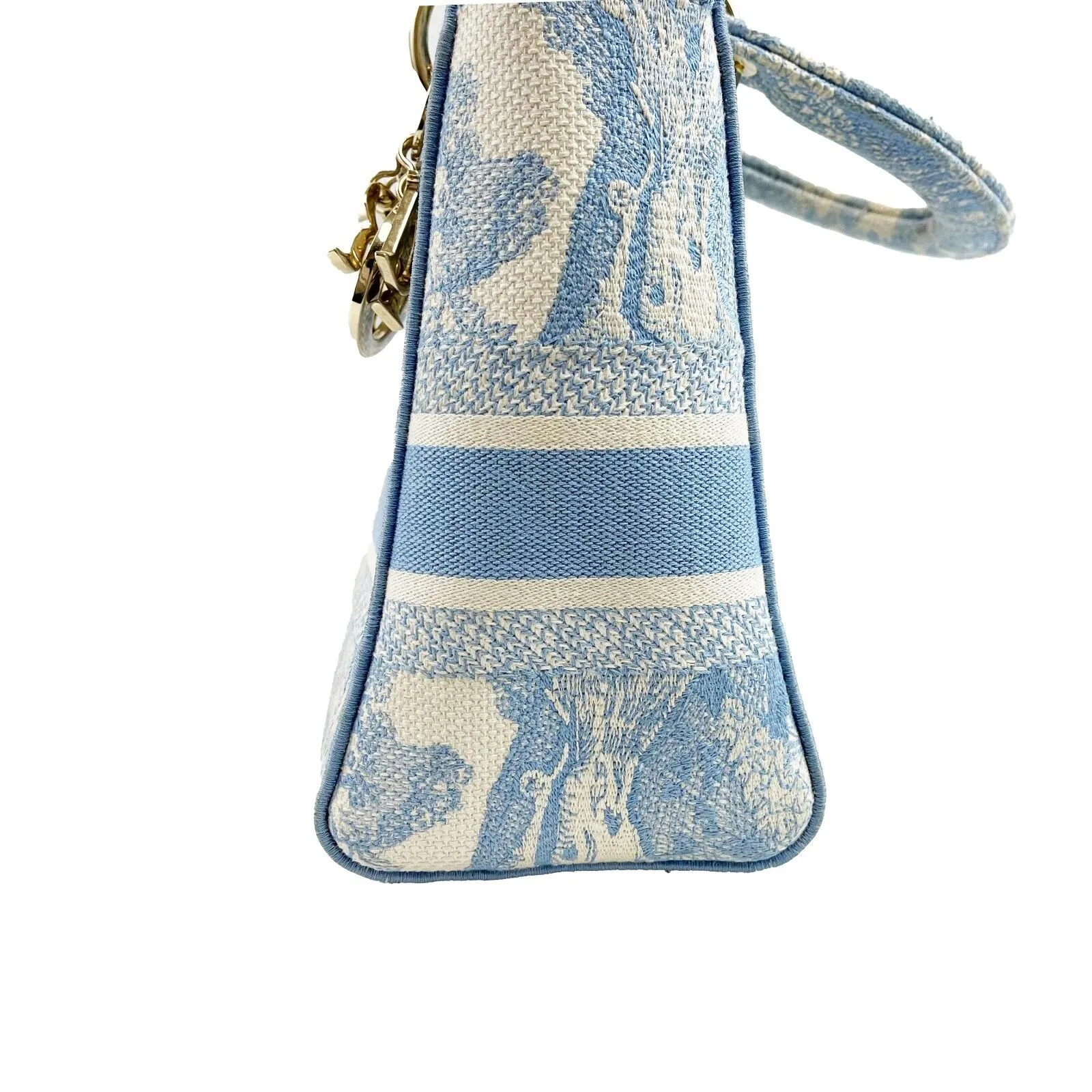 Christian Dior Toile de Jouy Lady D-Lite Bag Embroidered Canvas Cornflower Blue