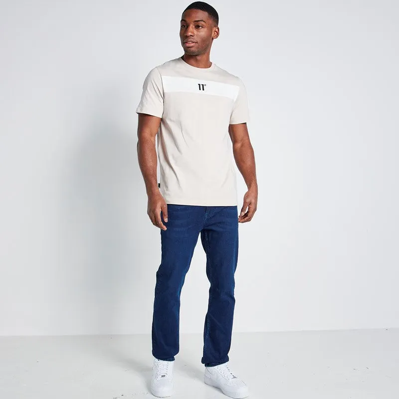 Cut and Sew Panelled T-Shirt - Stone / Coconut White