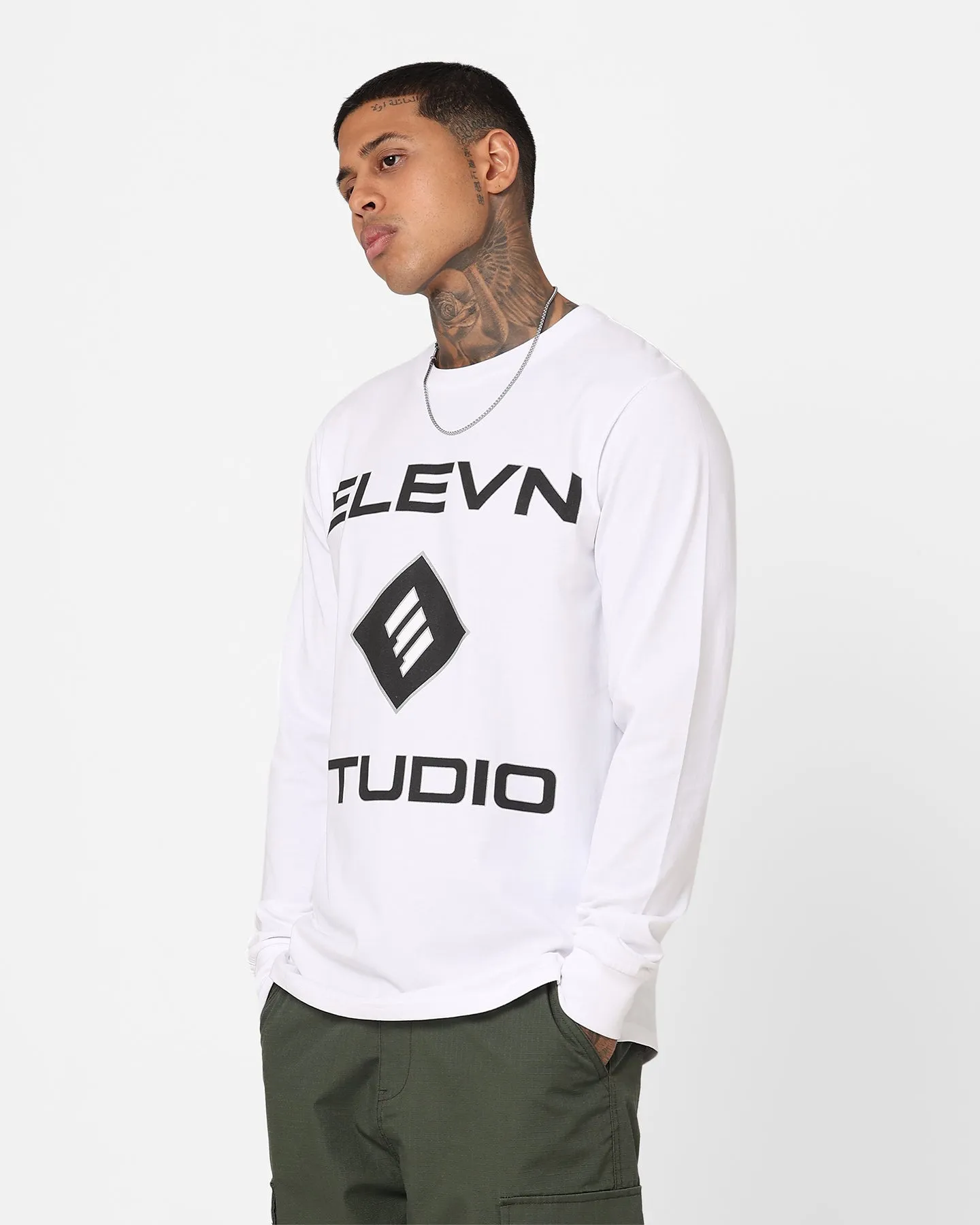 Elevn Clothing Co Studio Long Sleeve T-Shirt White