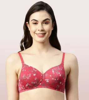 Enamor Dope Dye F165 Ecolite Fabric Smooth Support Bra for Women - Padded, Wirefree and High Coverage - Honey Beige