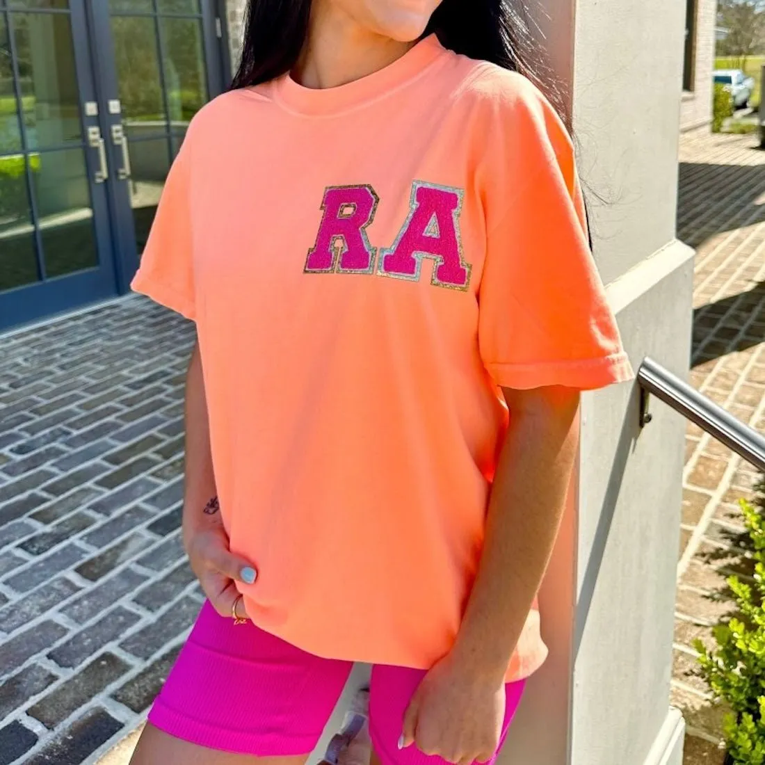 Initial Letter Patch Neon T-Shirt