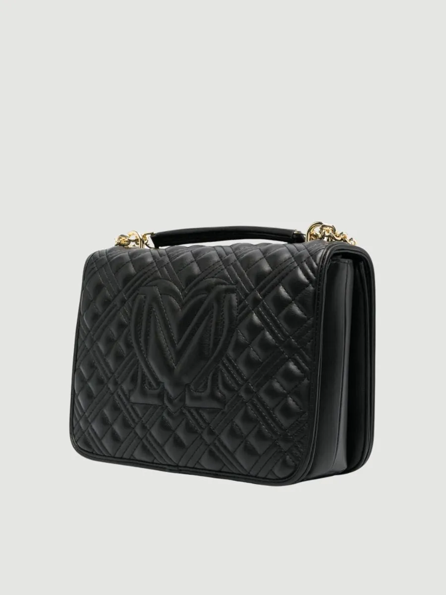 logo-plaque quilted shoulder bag