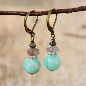 Ngalan Amazonite Labradorite Drop Earrings