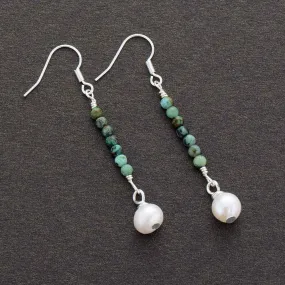 Ngiyagir African Turquoise Pearls Earrings