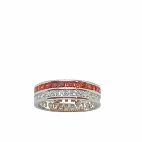 Ruby Red and White CZ Eternity Ring