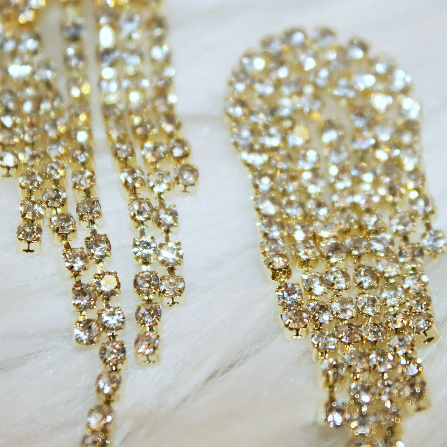 Sheila Fajl Mayta Chandelier Dangle Statement Earrings in CZ and Gold Plated