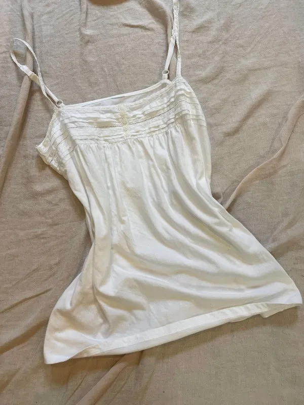 Vintage White Crop Cotton Camisole 1